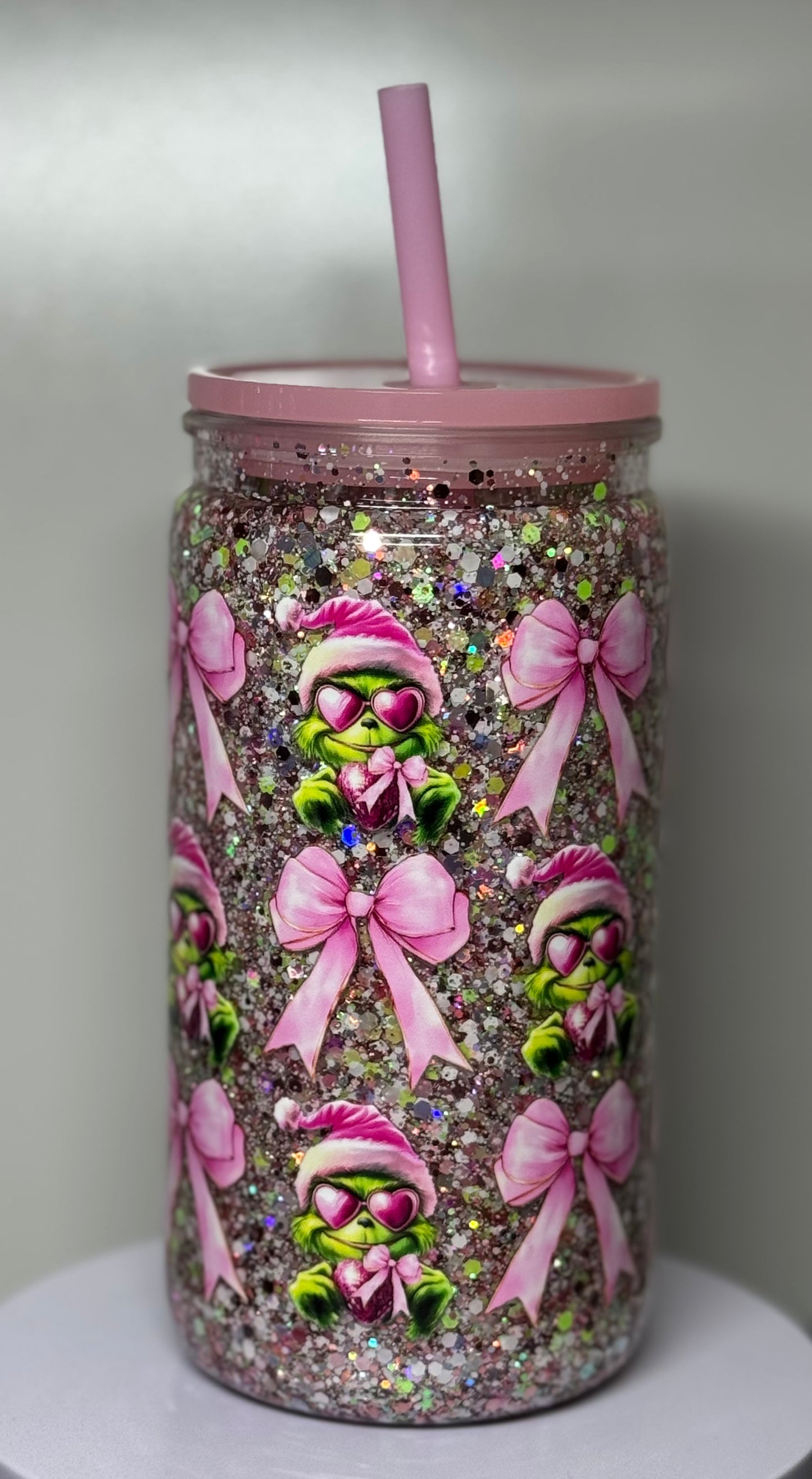 16oz Grinch & Bow Acrylic Tumbler