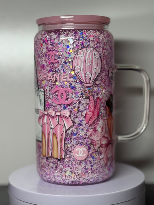 16oz Chanel Glass Snow Globe Tumbler