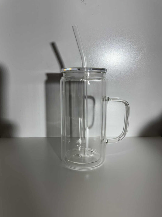 16oz Glass Snow Globe Mug with Handle