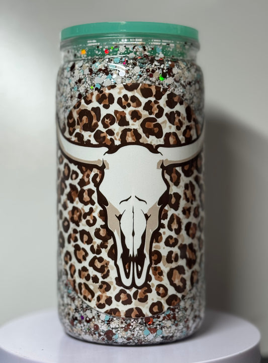 16oz Long Horn Snow Globe Tumbler