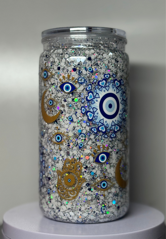 16oz Evil Eye Snow Globe Tumbler