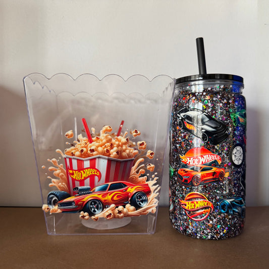 Hot Wheels Popcorn Box & 16oz Acrylic Tumbler